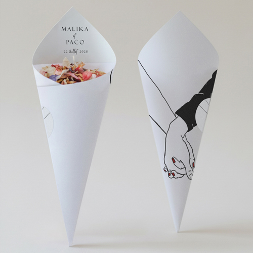Cornet confettis :univers de mariage Liora à personnaliser
