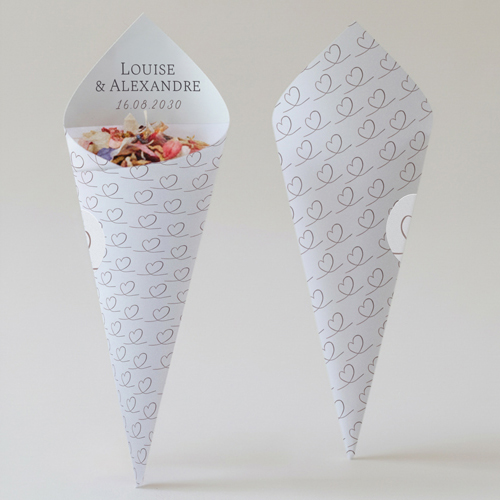 Cornet confettis :univers de mariage Love à personnaliser