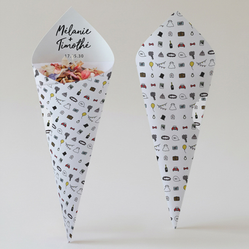 Cornet confettis :univers de mariage Motifs à personnaliser