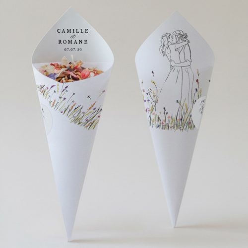 Cornet confettis :univers de mariage Ôde Femmes à personnaliser