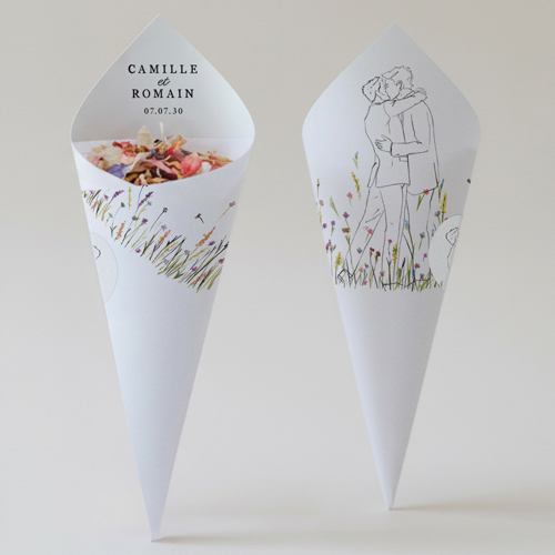 Cornet confettis :univers de mariage Ôde Hommes à personnaliser