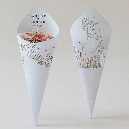 Cornet confettis :univers de mariage Ôde à personnaliser
