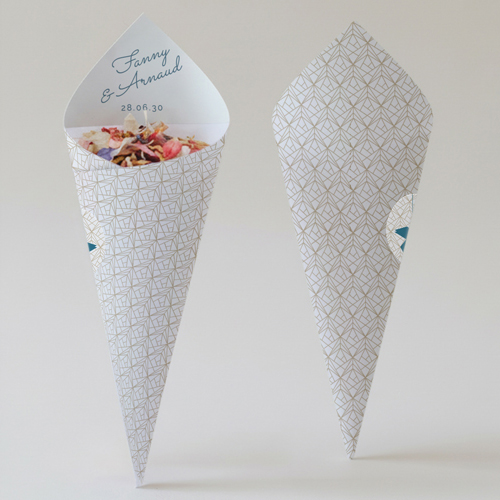 Cornet confettis :univers de mariage Origami à personnaliser