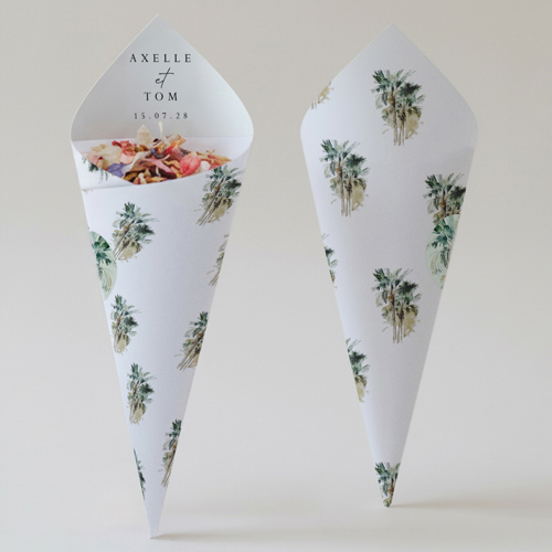 Cornet confettis :univers de mariage Palm à personnaliser