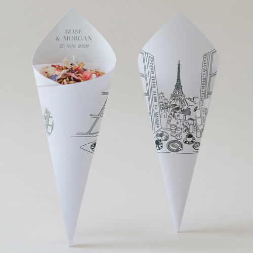 Cornet confettis :univers de mariage Paris à personnaliser