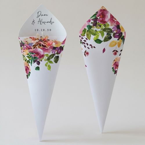 Cornet confettis :univers de mariage Pensée à personnaliser