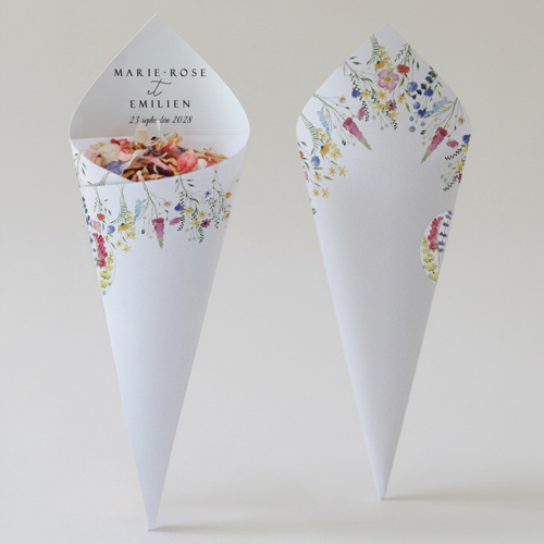 Cornet confettis :univers de mariage Pétaline à personnaliser
