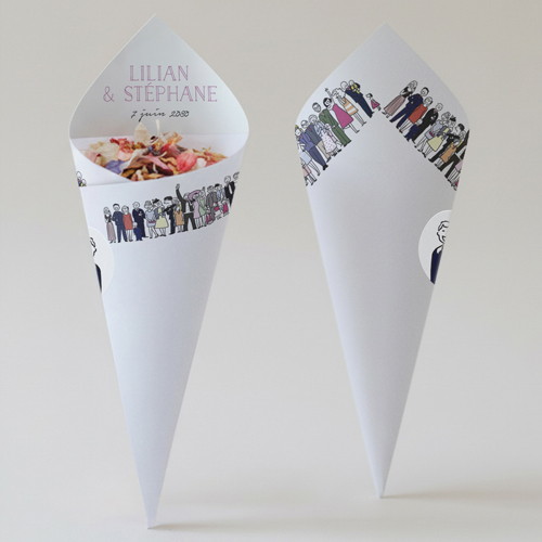 Cornet confettis :univers de mariage Photo de groupe à personnaliser