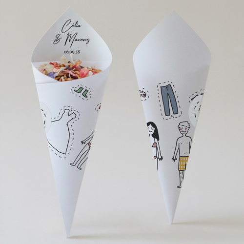 Cornet confettis :univers de mariage Poupées à personnaliser