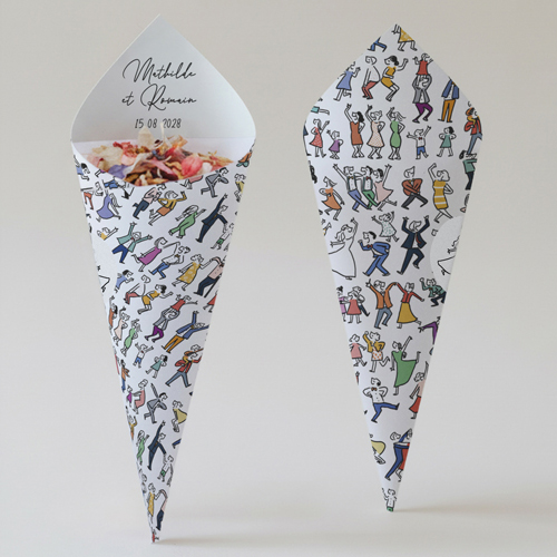 Cornet confettis :univers de mariage Scène danseurs à personnaliser