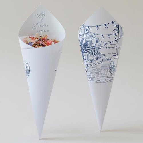 Cornet confettis :univers de mariage Solenza à personnaliser