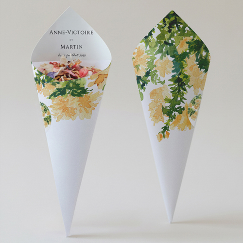 Cornet confettis :univers de mariage Solstice à personnaliser