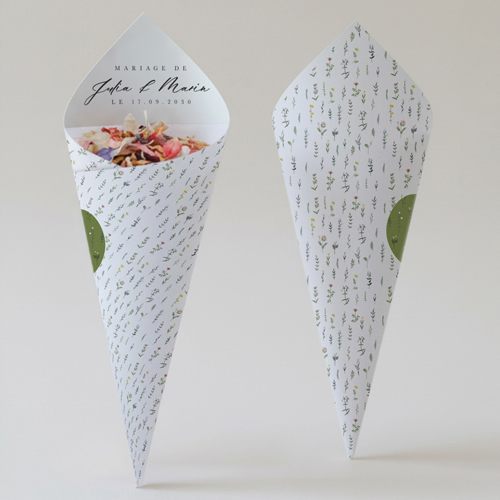 Cornet confettis :univers de mariage Tanaisie à personnaliser