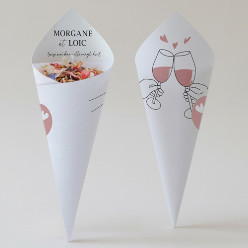 Cornet confettis :univers de mariage Tchin à personnaliser