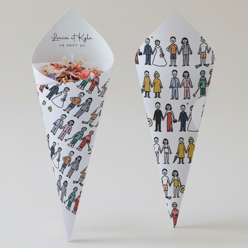 Cornet confettis :univers de mariage Tenues à personnaliser