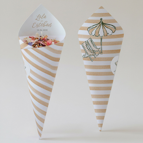 Cornet confettis :univers de mariage Transat à personnaliser
