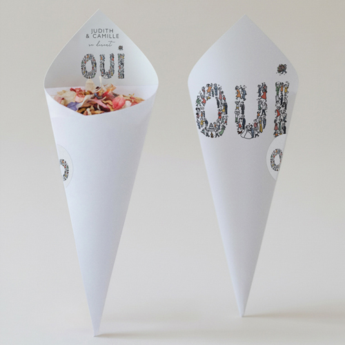 Cornet confettis :univers de mariage Un grand Oui à personnaliser