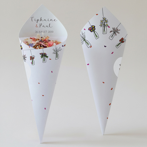 Cornet confettis :univers de mariage Vases suspendus à personnaliser