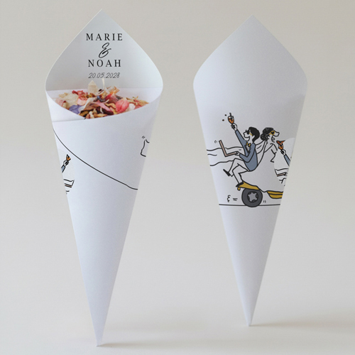 Cornet confettis :univers de mariage Vespa à personnaliser