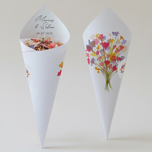 Cornet confettis :univers de mariage Vibrance à personnaliser