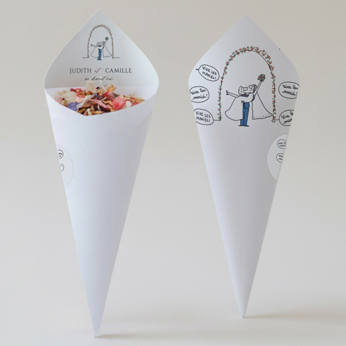 Cornet confettis :univers de mariage Vive les Mariés à personnaliser