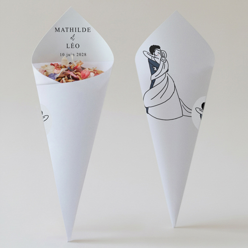 Cornet confettis :univers de mariage Voile à personnaliser