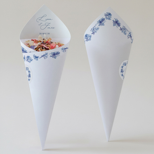 Cornet confettis :univers de mariage Volute à personnaliser