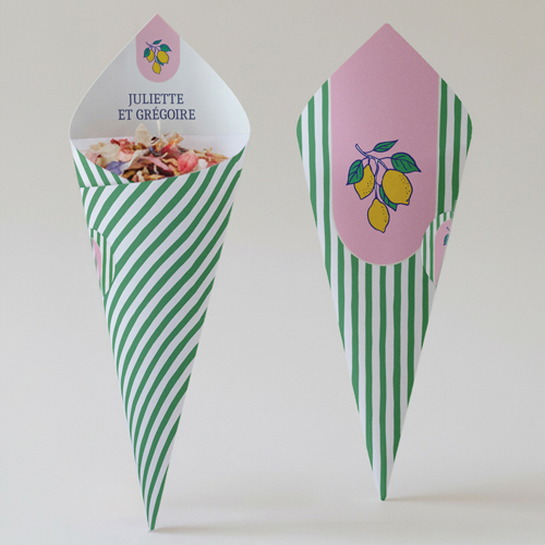 Cornet confettis :univers de mariage Zestine à personnaliser
