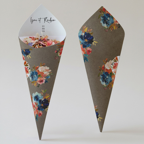 Cornet confettis :univers de mariage Zinnia à personnaliser