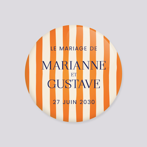 Décapsuleur de mariage Stripes Orange à personnaliser