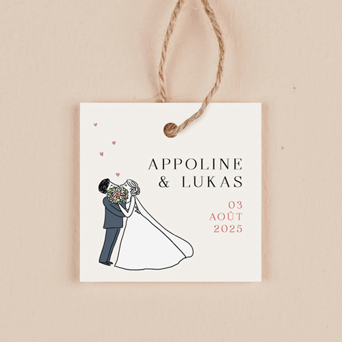 Étiquette carrée de mariage Bouquet de bisous à personnaliser