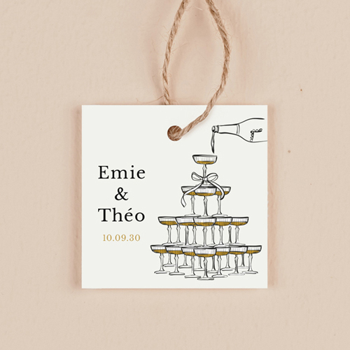 Étiquette carrée de mariage Champagne à personnaliser