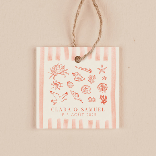 Étiquette carrée de mariage Coralia à personnaliser