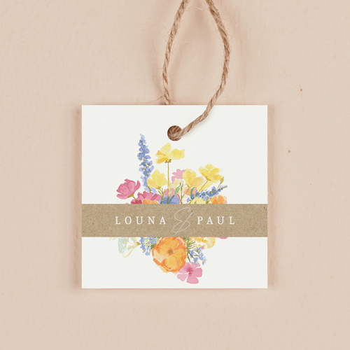 Étiquette carrée de mariage Corolle à personnaliser