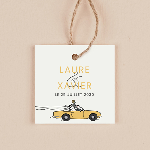 Étiquette carrée de mariage Décapotable à personnaliser