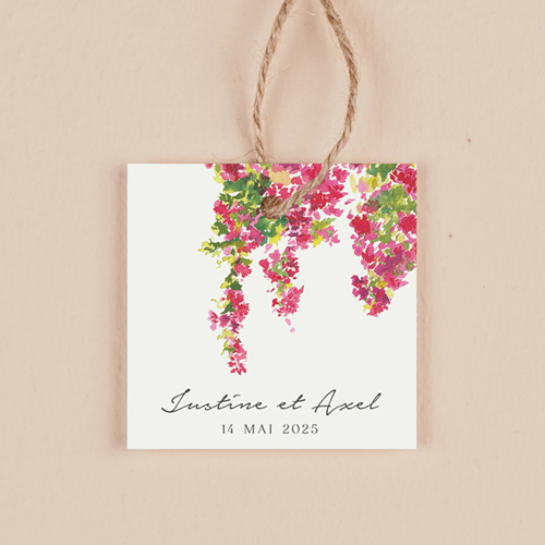 Étiquette carrée de mariage Fushia à personnaliser