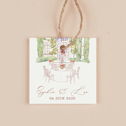 Étiquette carrée de mariage La Bâtisse à personnaliser