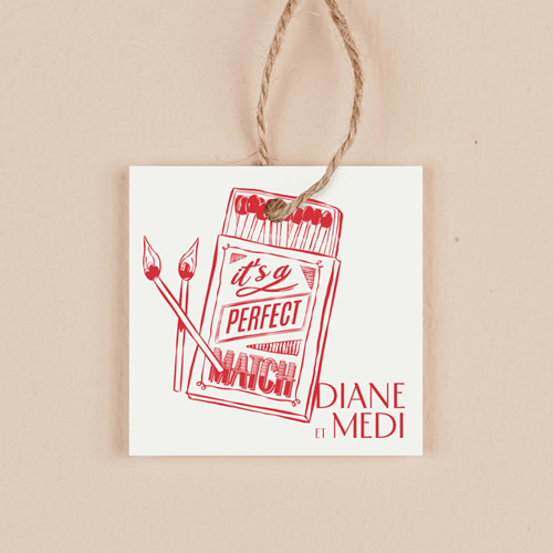 Étiquette carrée de mariage Le Match à personnaliser