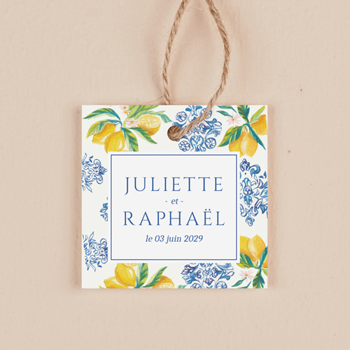 Étiquette carrée de mariage Lemon Vibes à personnaliser