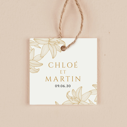 Étiquette carrée de mariage Lys à personnaliser