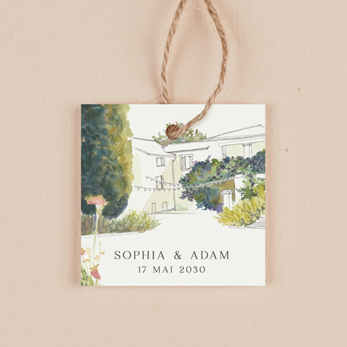 Étiquette carrée de mariage Mas à personnaliser