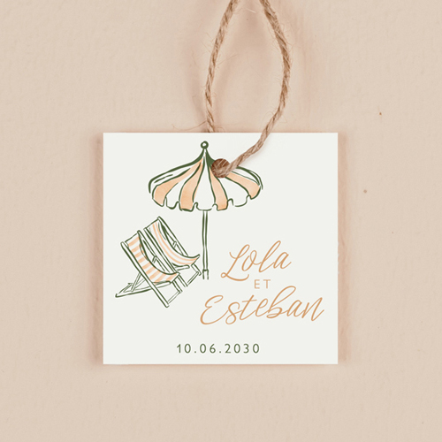 Étiquette carrée de mariage Transat à personnaliser