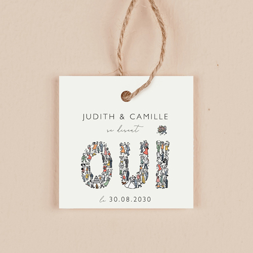 Étiquette carrée de mariage Un grand Oui à personnaliser