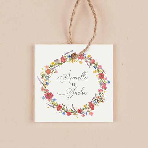 Étiquette carrée de mariage Vermillon à personnaliser