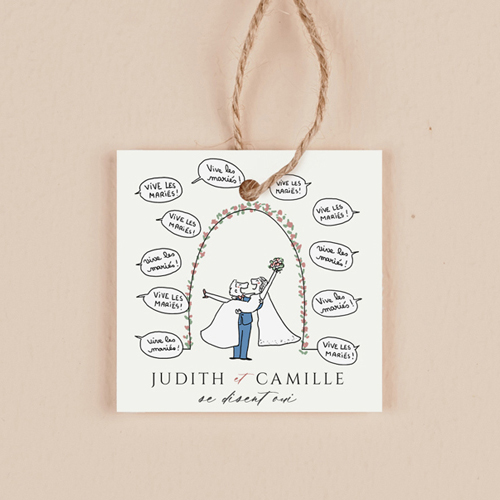Étiquette carrée de mariage Vive les Mariés à personnaliser