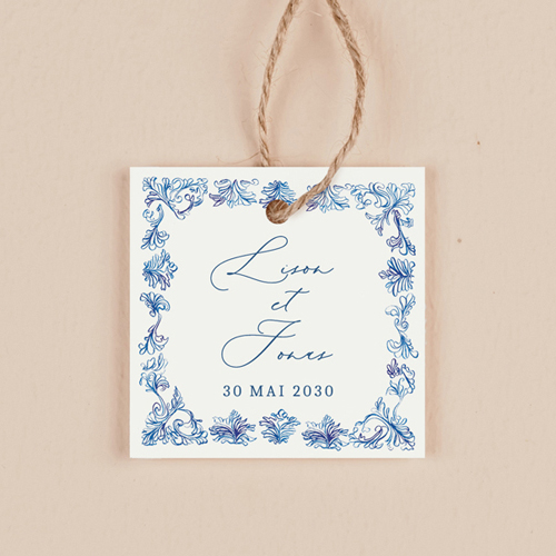 Étiquette carrée de mariage Volute à personnaliser