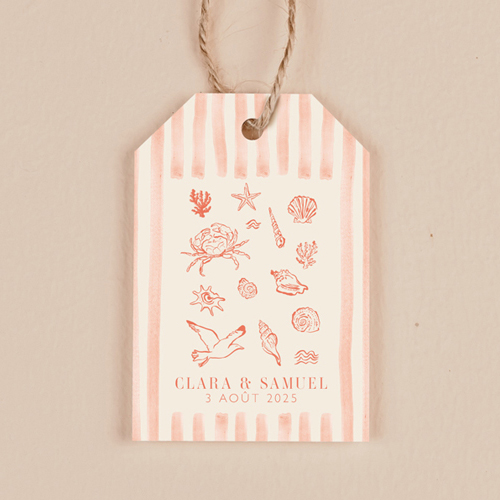 Étiquette rectangulaire de mariage Coralia à personnaliser