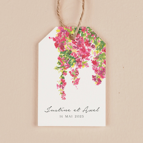 Étiquette rectangulaire de mariage Fushia à personnaliser