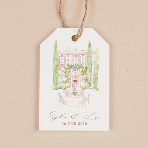 Étiquette rectangulaire de mariage La Bâtisse à personnaliser