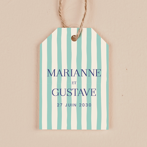 Étiquette rectangulaire de mariage Stripes Vert à personnaliser